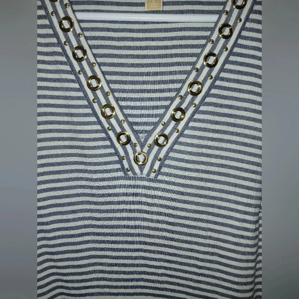 Michael Kors V-neck Coastal Top Women's Large Coastal Grandma Resortwear Cruise